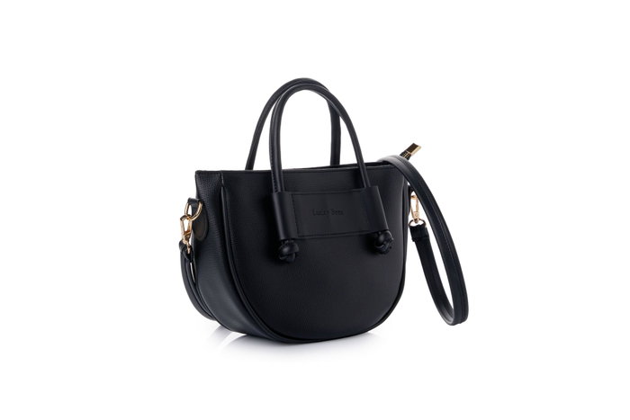 Lucky Bees Elin v2 Bolsa de Hombro Negra Cuero de Polivinilo Elegante y Sofisticada
